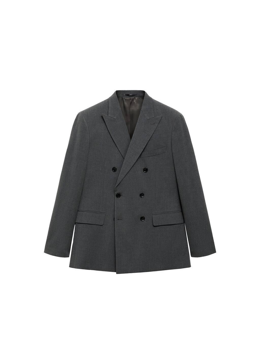 Grey Plain Suit Blazer, , large image number 2