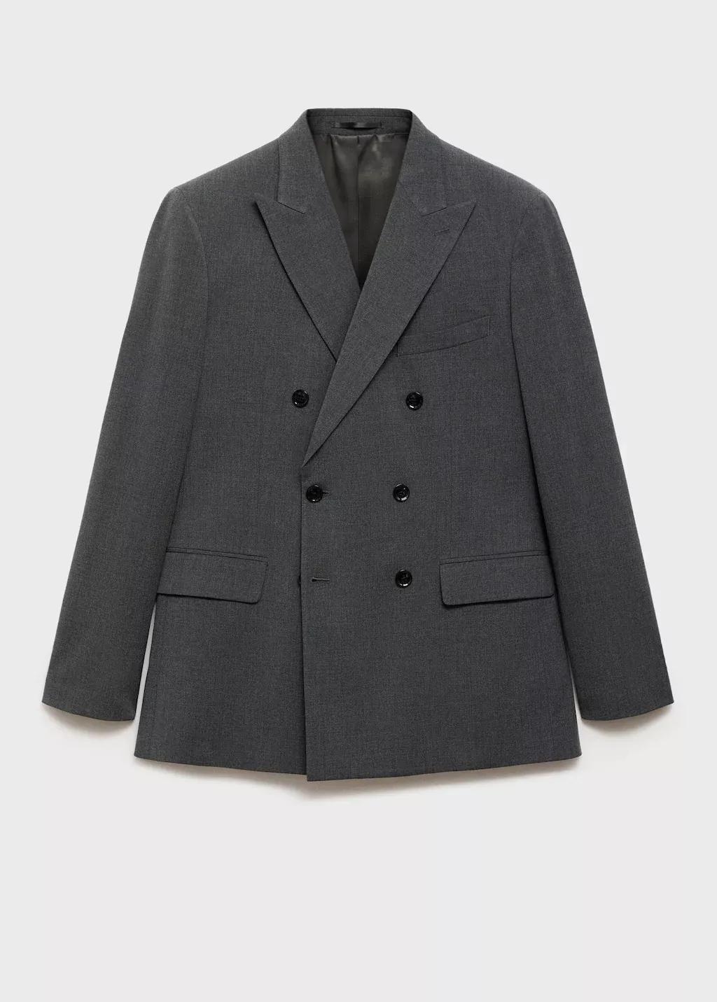 Grey Plain Suit Blazer, , large image number 4