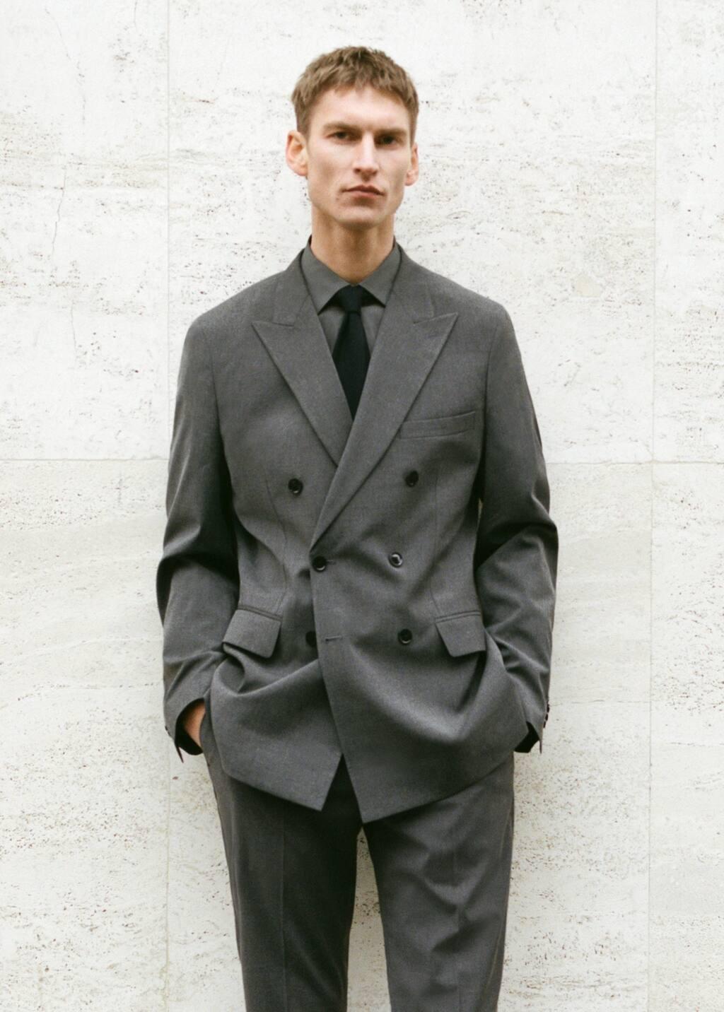Grey Plain Suit Blazer, , large image number 6