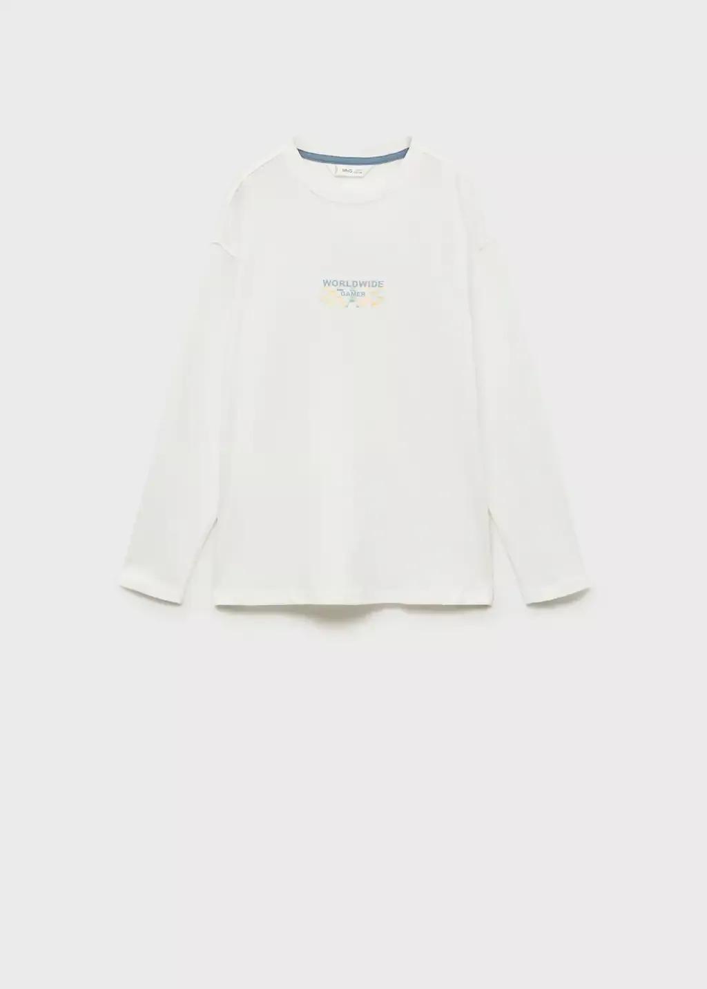 NATURAL WHITE Printed long sleeve t-shirt, Kids Boy, , medium