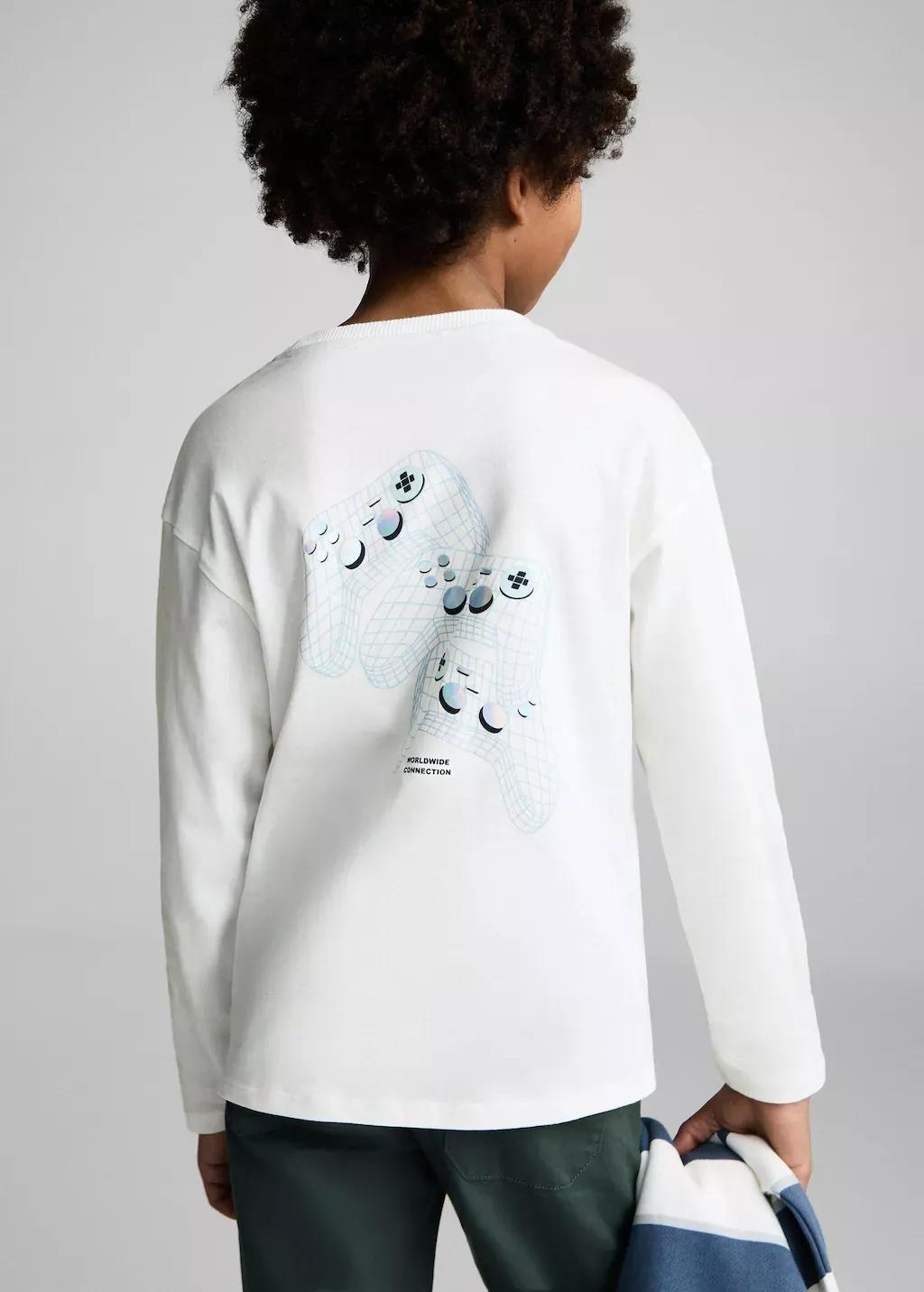 NATURAL WHITE Printed long sleeve t-shirt, Kids Boy, , large image number 1