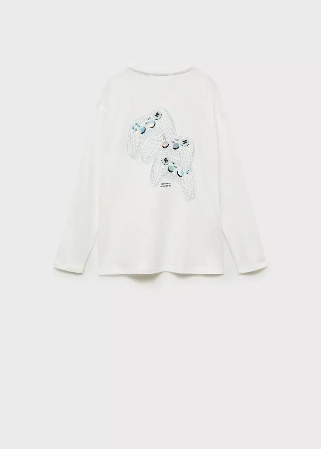 NATURAL WHITE Printed long sleeve t-shirt, Kids Boy, , large image number 2