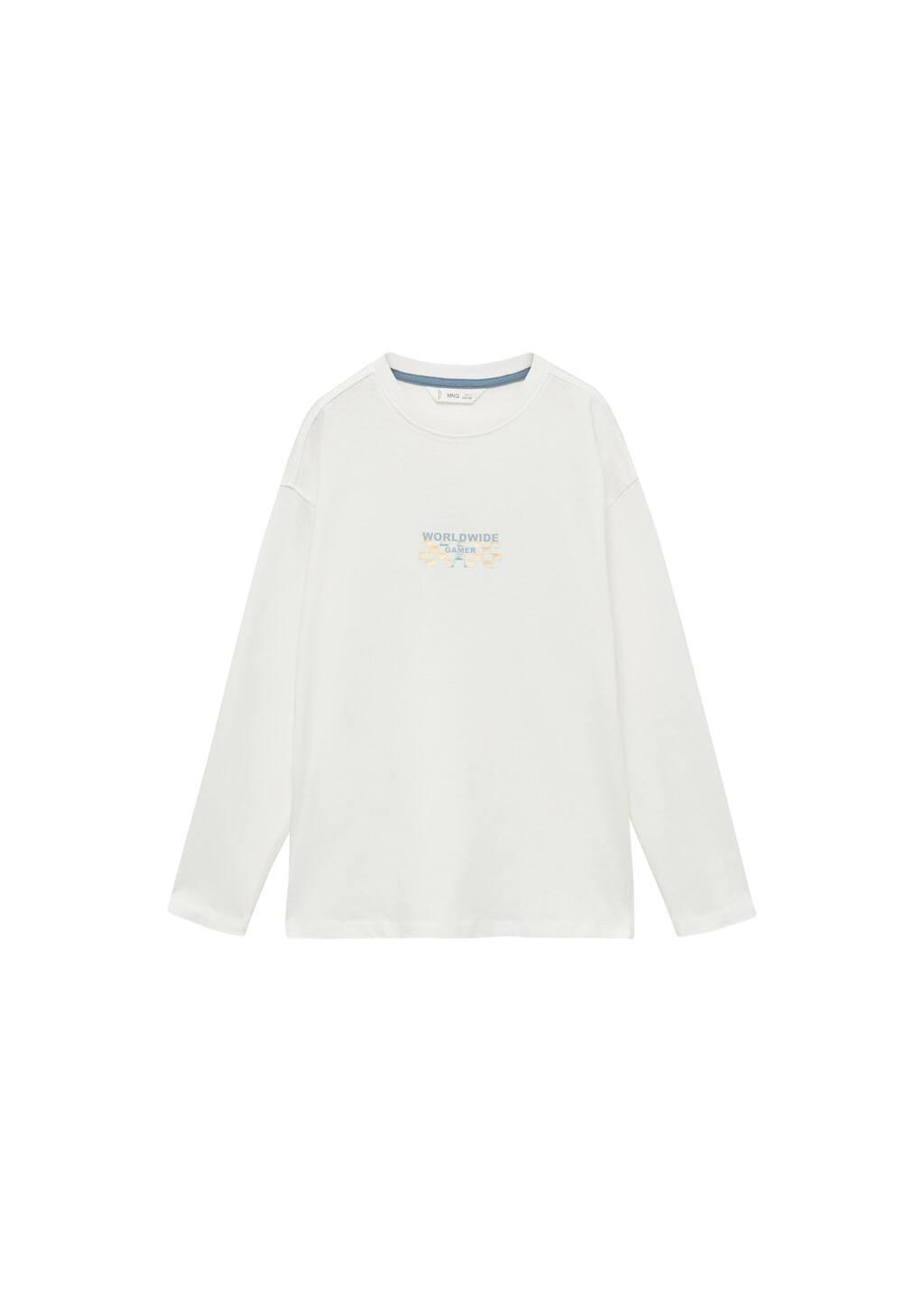 NATURAL WHITE Printed long sleeve t-shirt, Kids Boy, , large image number 4