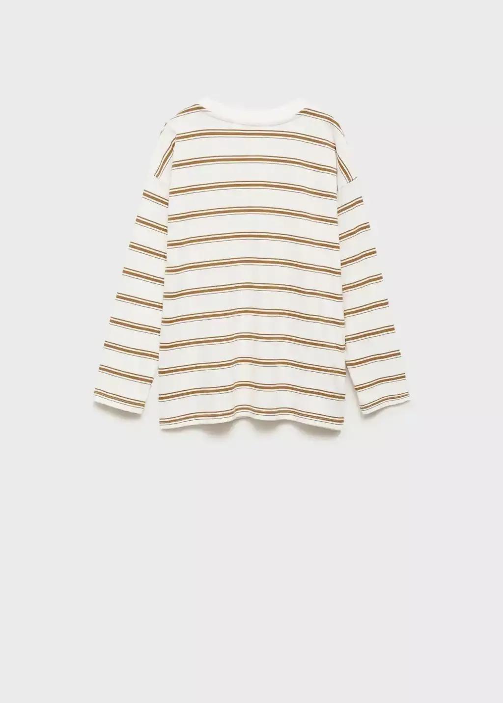 Beige Striped Oversized T-Shirt, , large image number 2