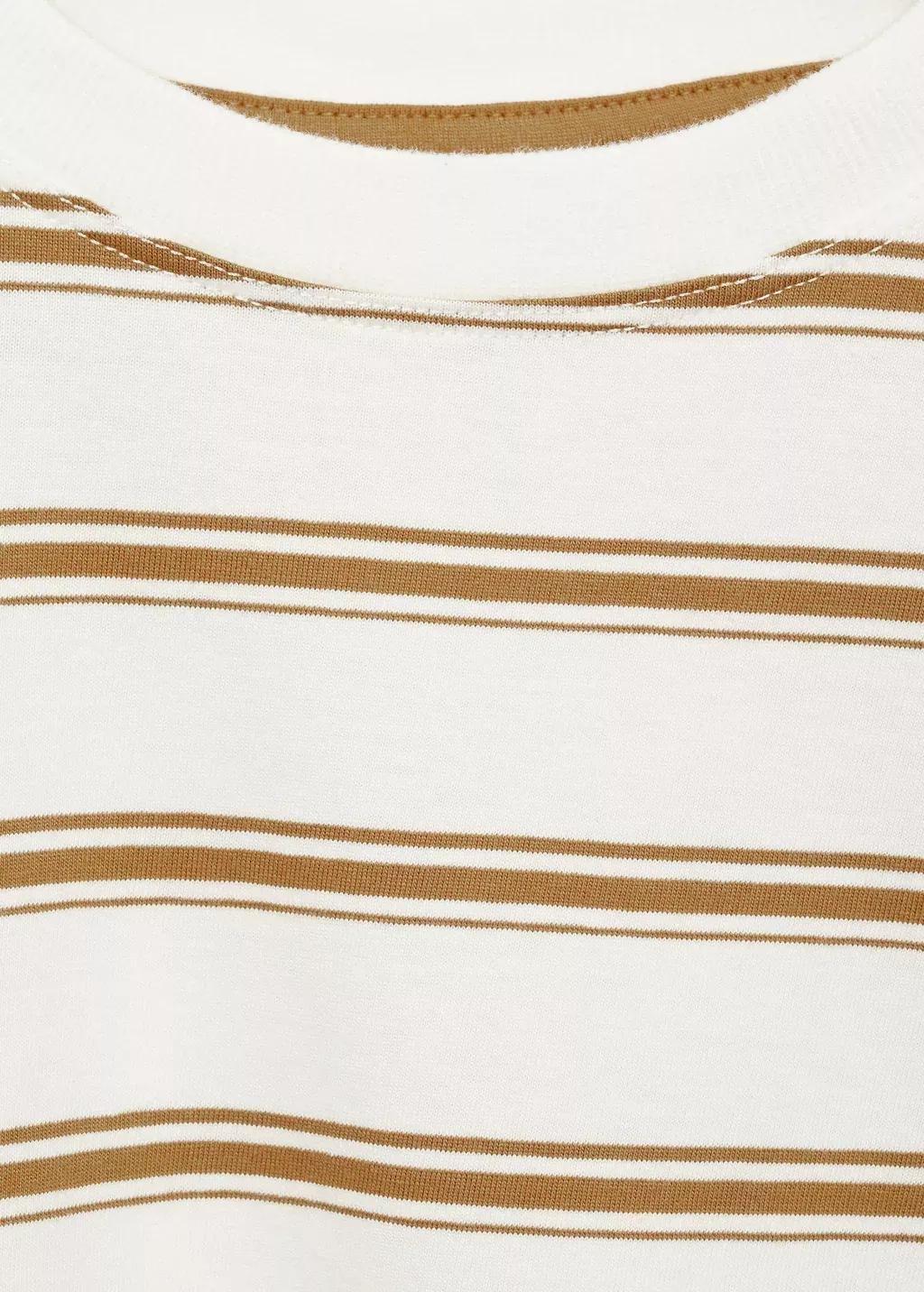 Beige Striped Oversized T-Shirt, , large image number 5