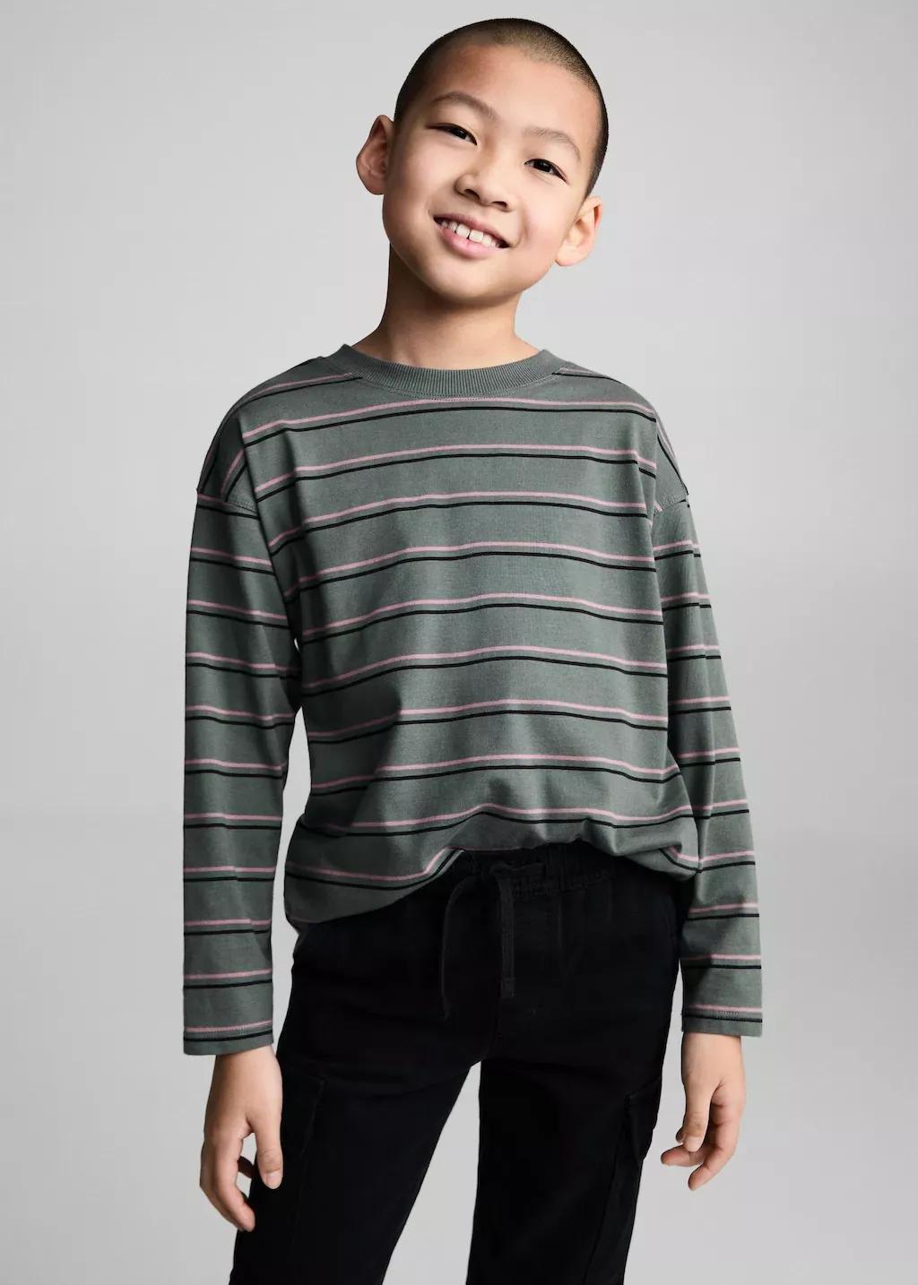 Green Striped Oversized T-Shirt, , large image number 1
