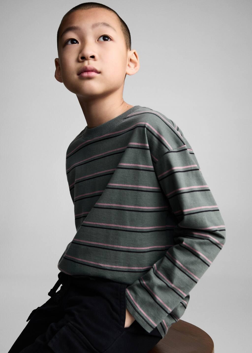 Green Striped Oversized T-Shirt, , large image number 3