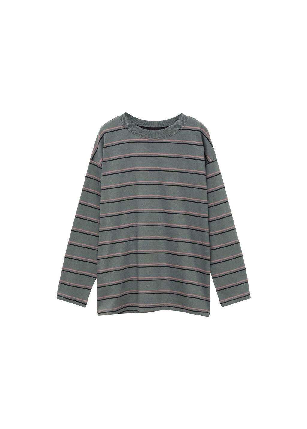 Green Striped Oversized T-Shirt, , large image number 4