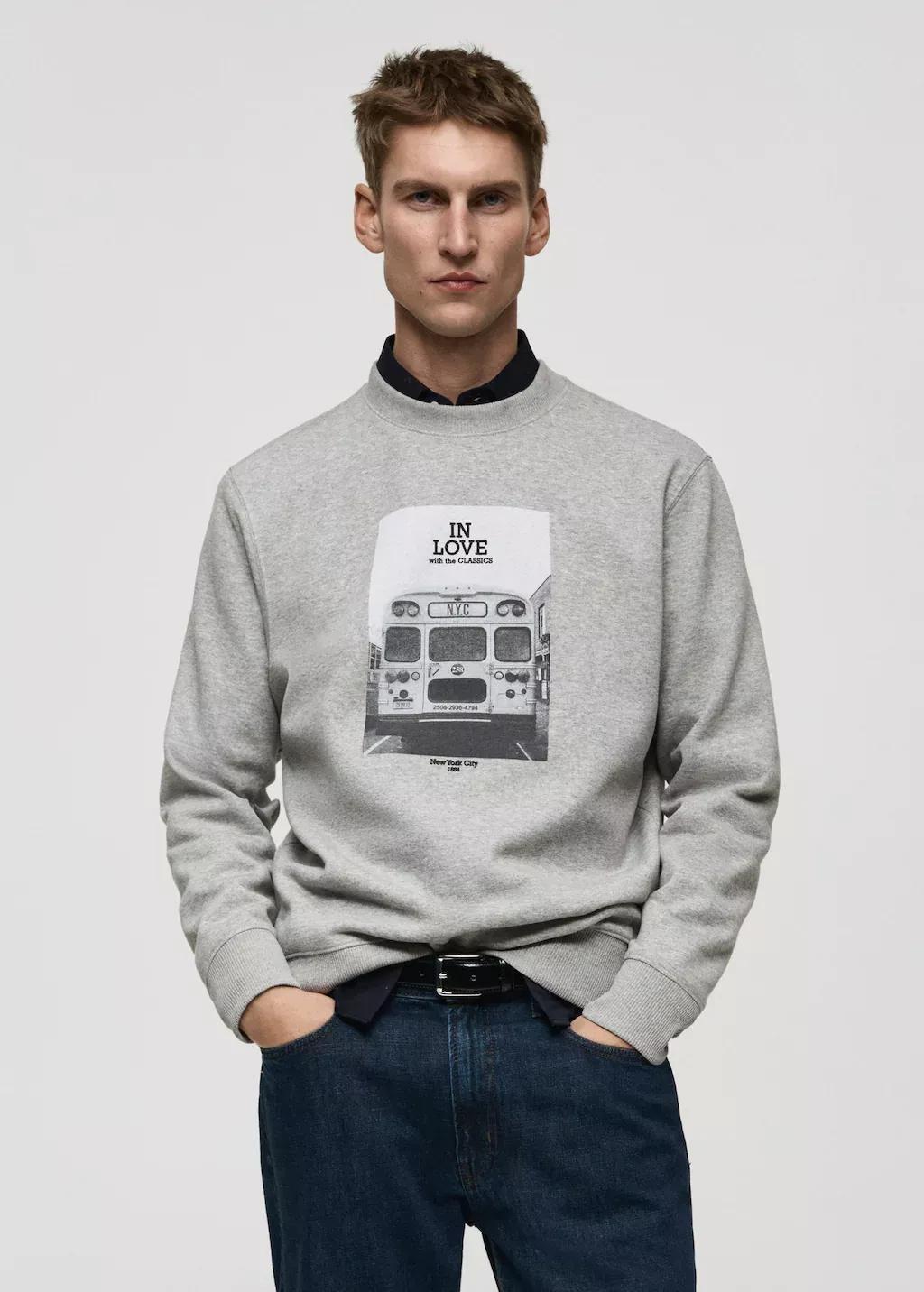DARK GREY Graphic-print cotton sweatshirt, , large image number 0