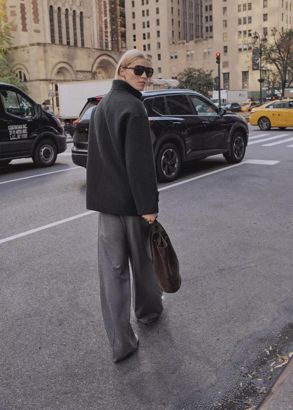 Grey Turtleneck Wool Coat, , large image number 2