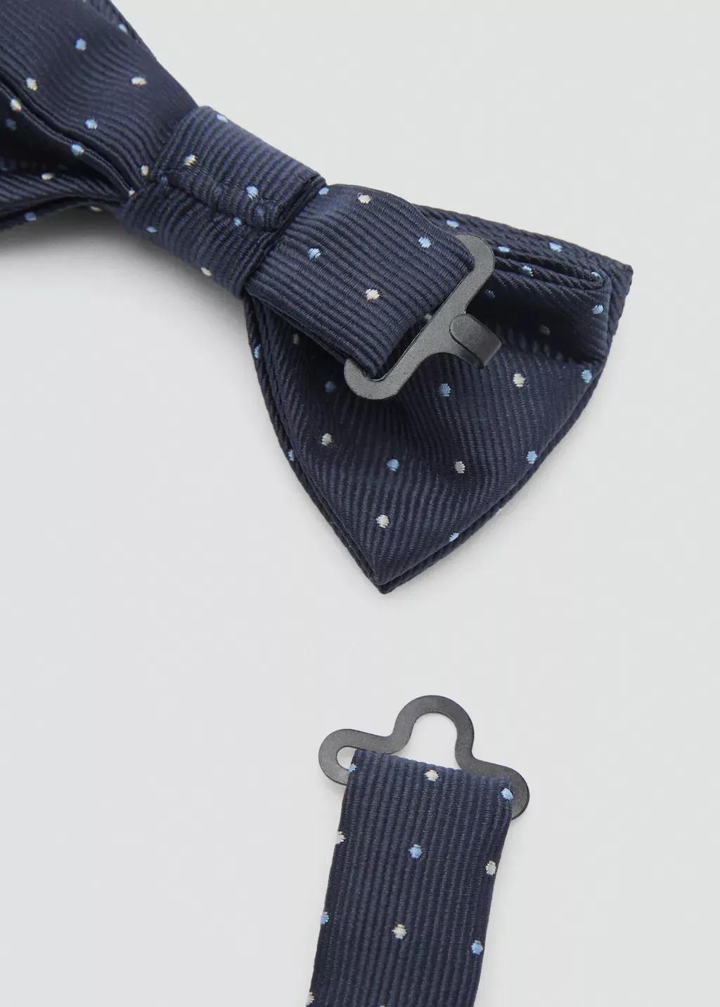 Navy Bow Tie With Polka Dots, Navy, large image number 0