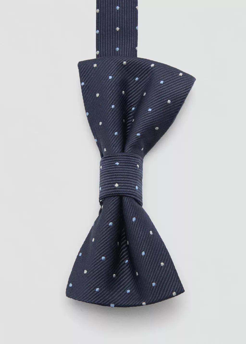 Navy Bow Tie With Polka Dots, Navy, large image number 1