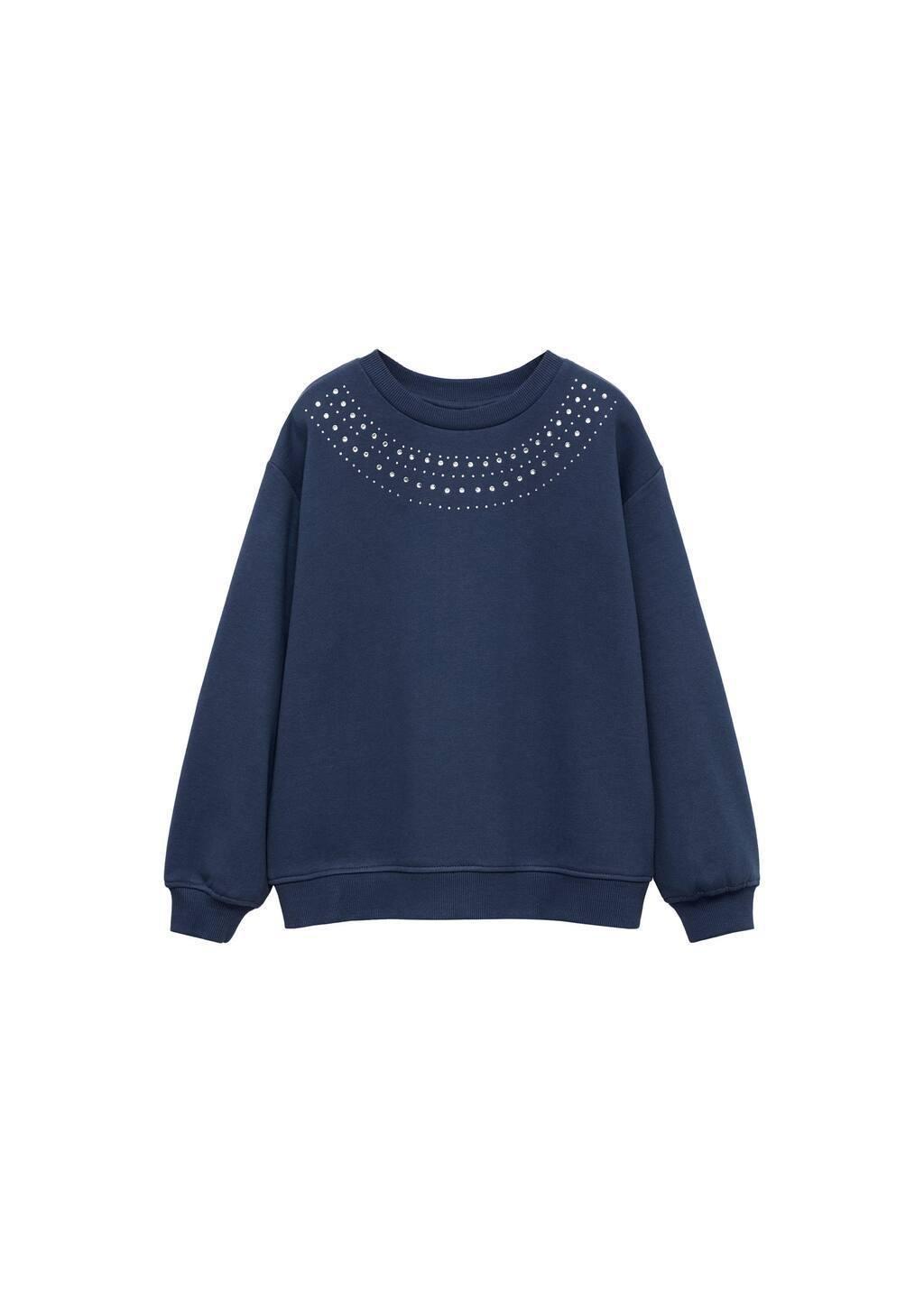 Navy Bead Detail Sweatshirt, Kids Girl, , large image number 3