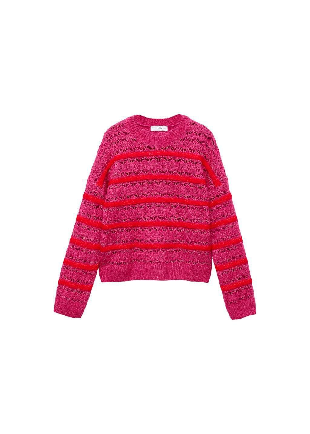 Pink Lt-Pastel Two-Tone Openwork Jersey, , large image number 3