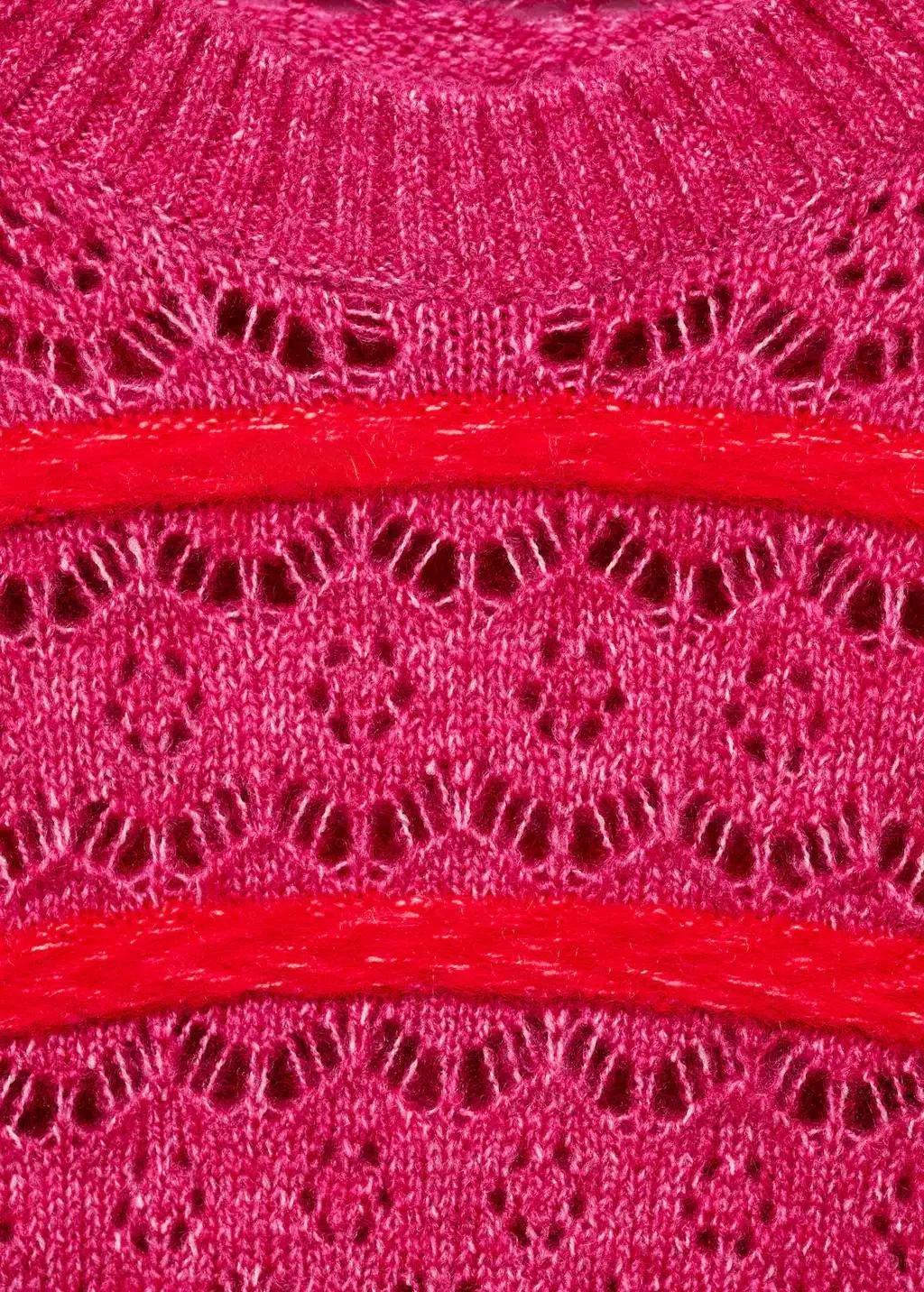 Pink Lt-Pastel Two-Tone Openwork Jersey, , large image number 4