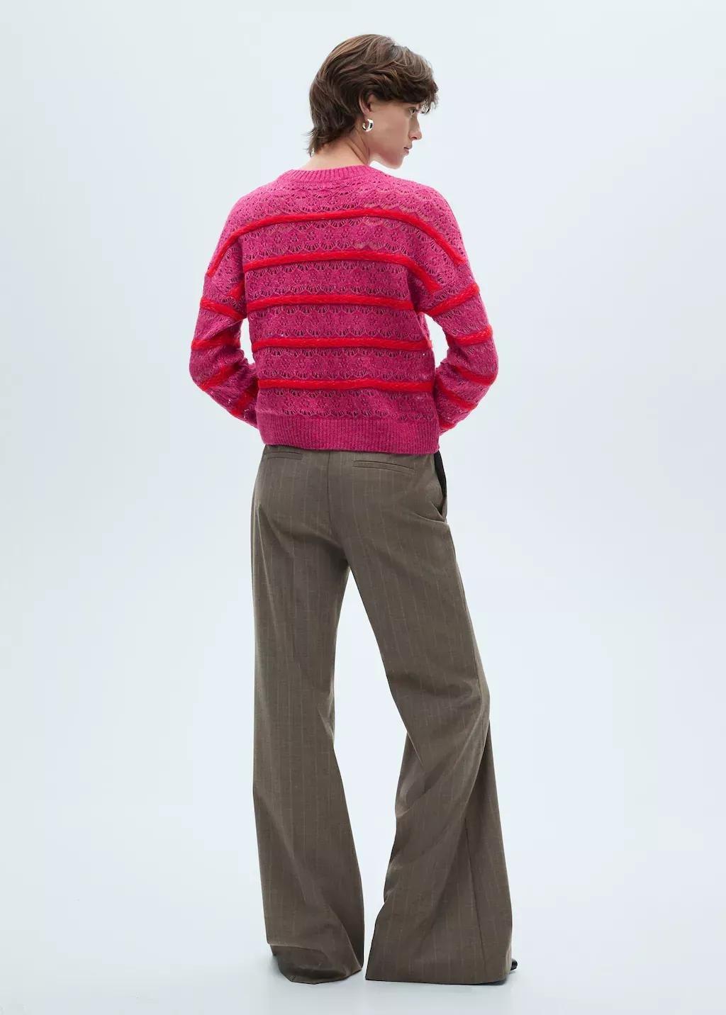 Pink Lt-Pastel Two-Tone Openwork Jersey, , large image number 5