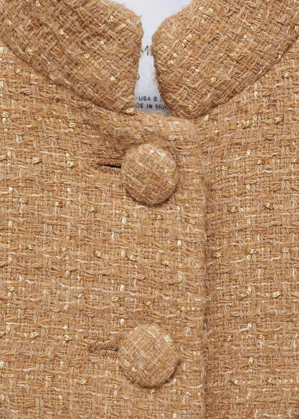 Brown Mandarin Collar Tweed Jacket, , large image number 4