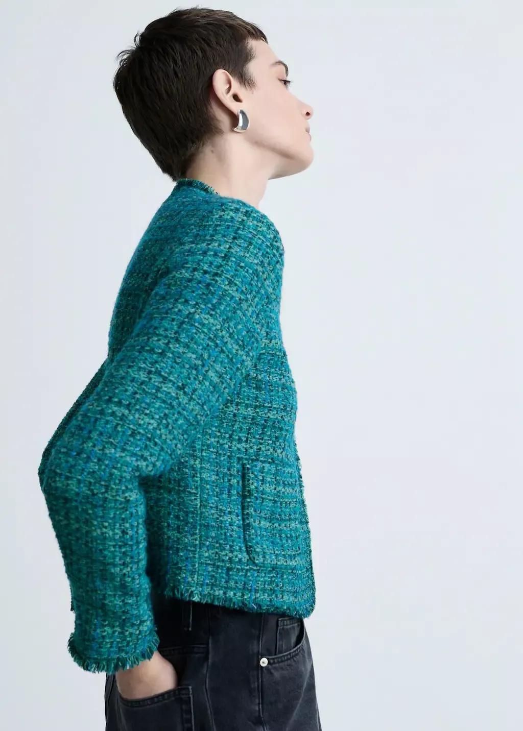 Blue Pocket Tweed Jacket, , large image number 2