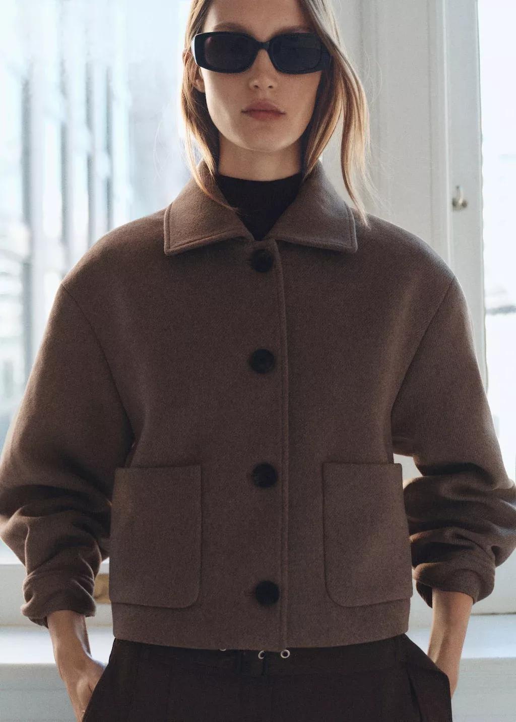 Brown Wool Jacket With Pockets, , large image number 0
