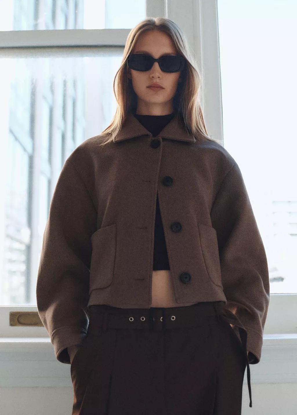 Brown Wool Jacket With Pockets, , large image number 2