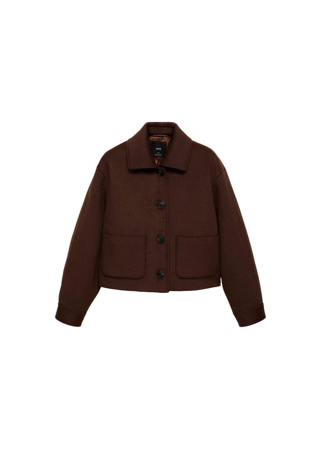 Brown Wool Jacket With Pockets, , large image number 3