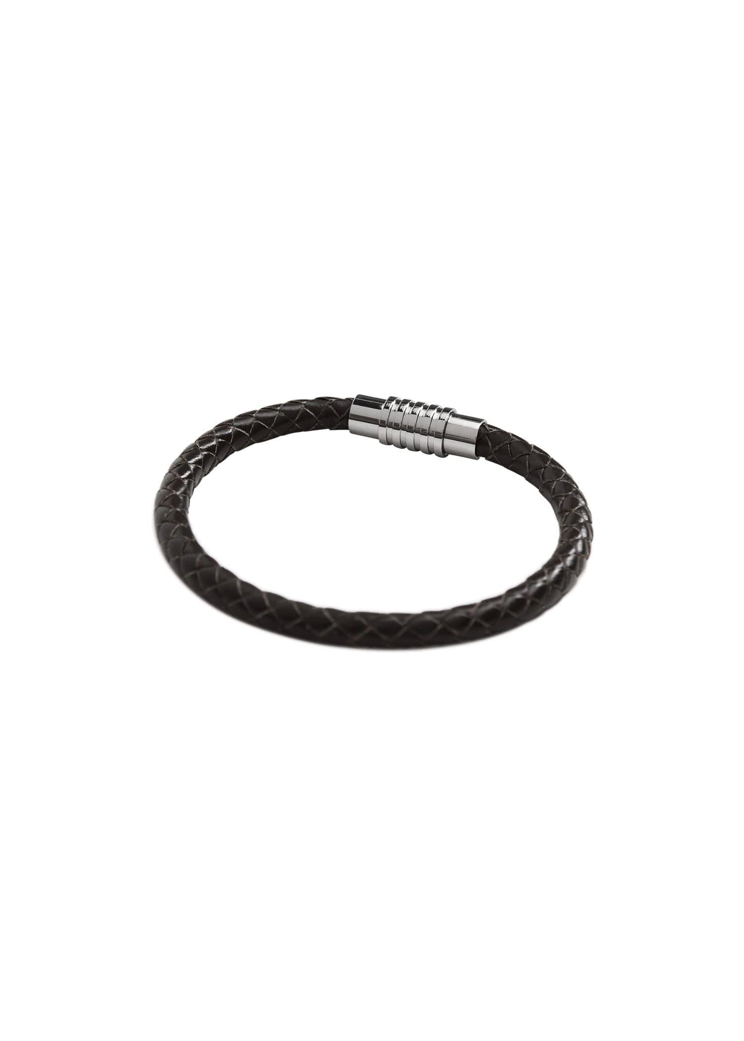 Black Braided Leather Bracelet, Men, , large image number 0