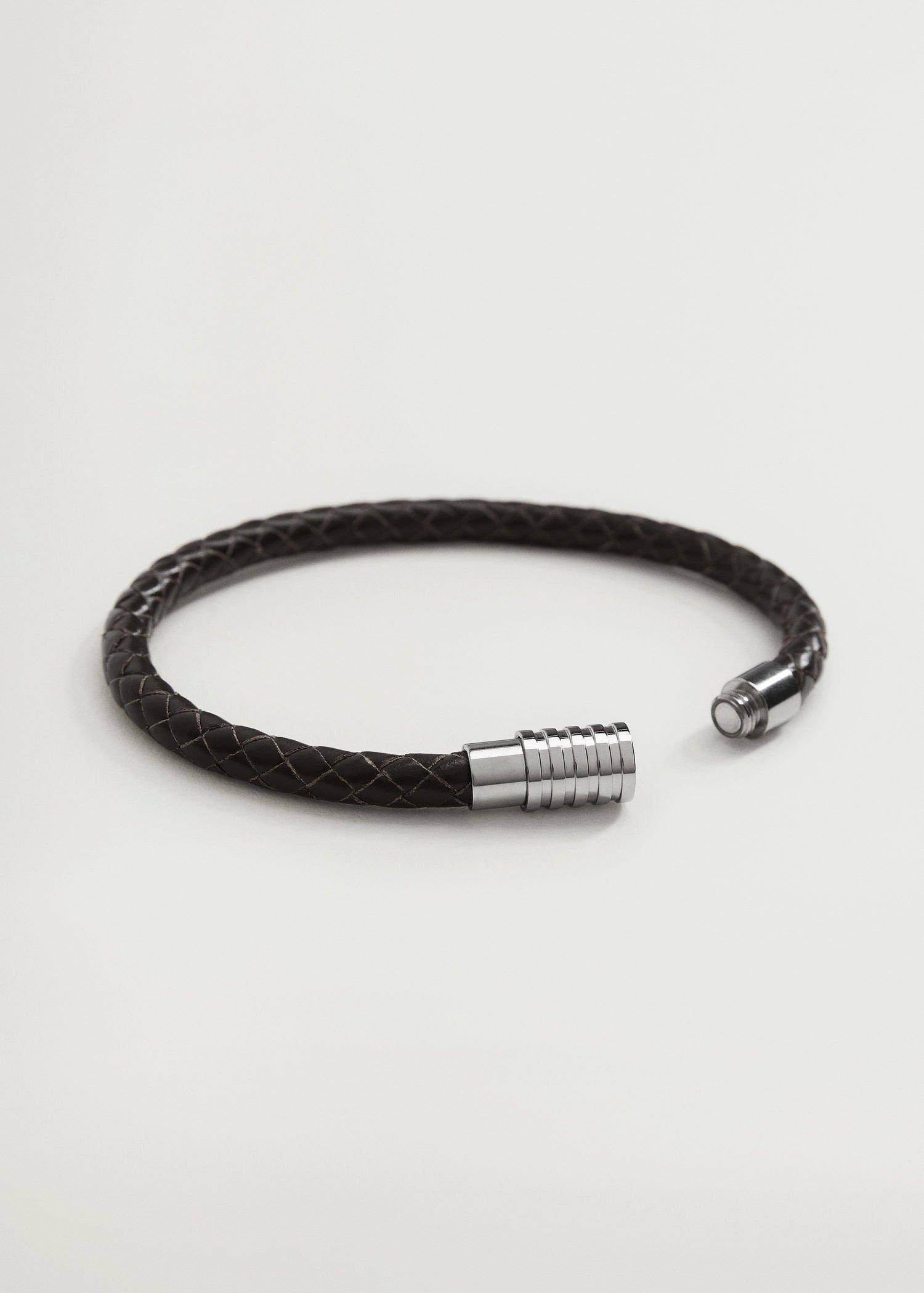 Black Braided Leather Bracelet, Men, , large image number 1