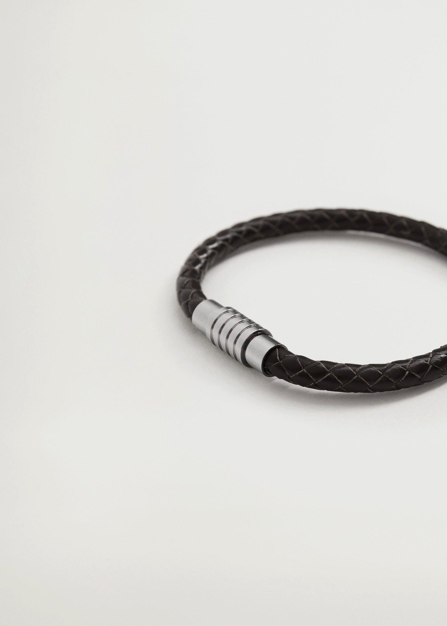 Black Braided Leather Bracelet, Men, , large image number 2