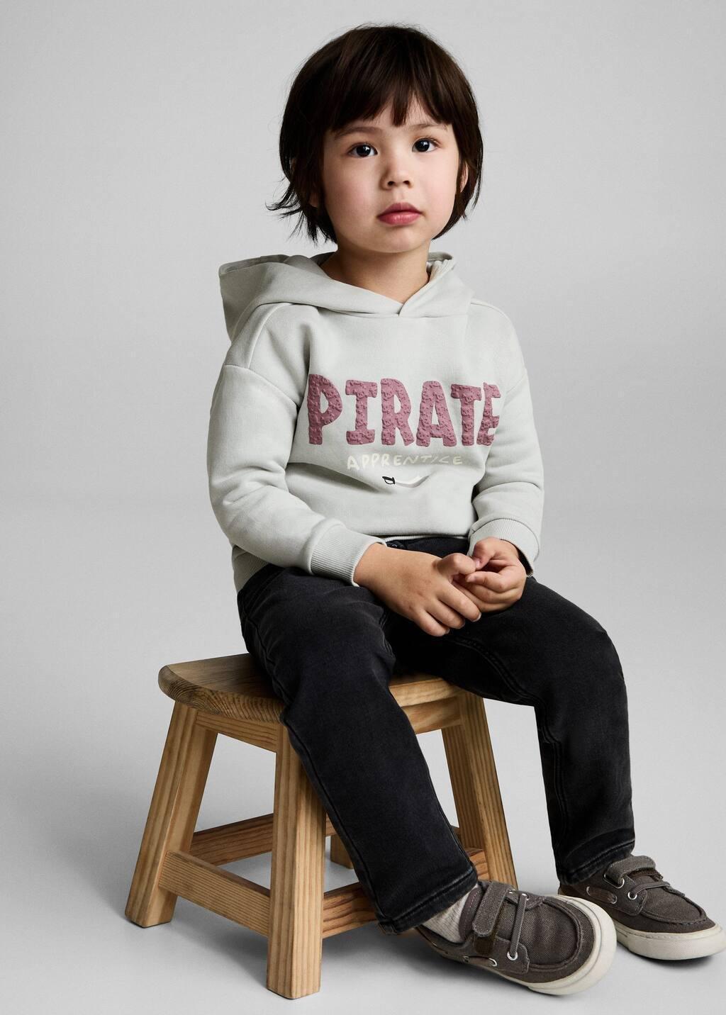 White Message Zipped Hoodie, Baby Boy, , large image number 2