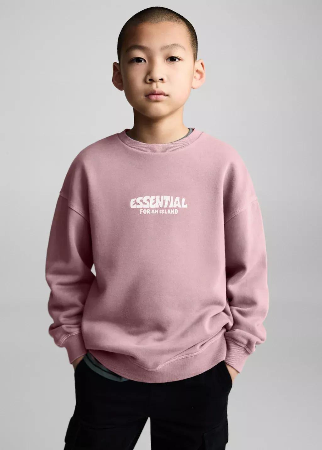 Purple Lt Pastel Message Cotton Sweatshirt, Kids Boy, , large image number 0