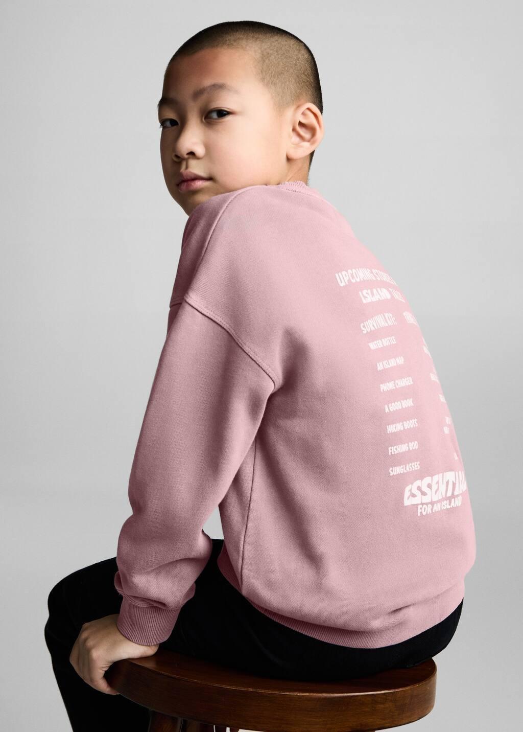 Purple Lt Pastel Message Cotton Sweatshirt, Kids Boy, , large image number 2