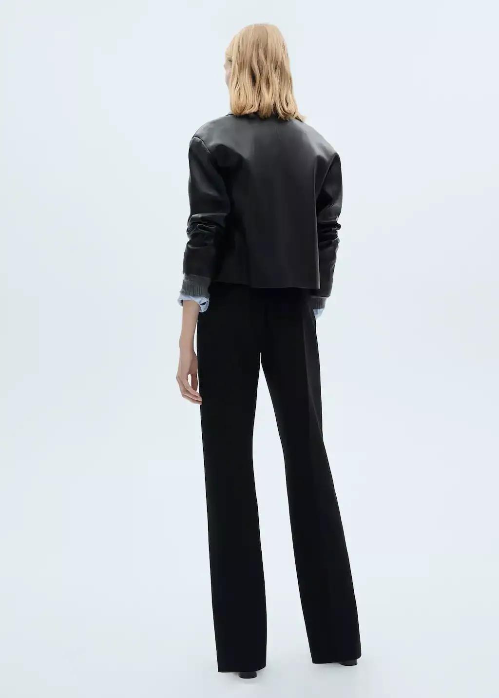Black Straight-Fit Pleated Trousers, , large image number 4