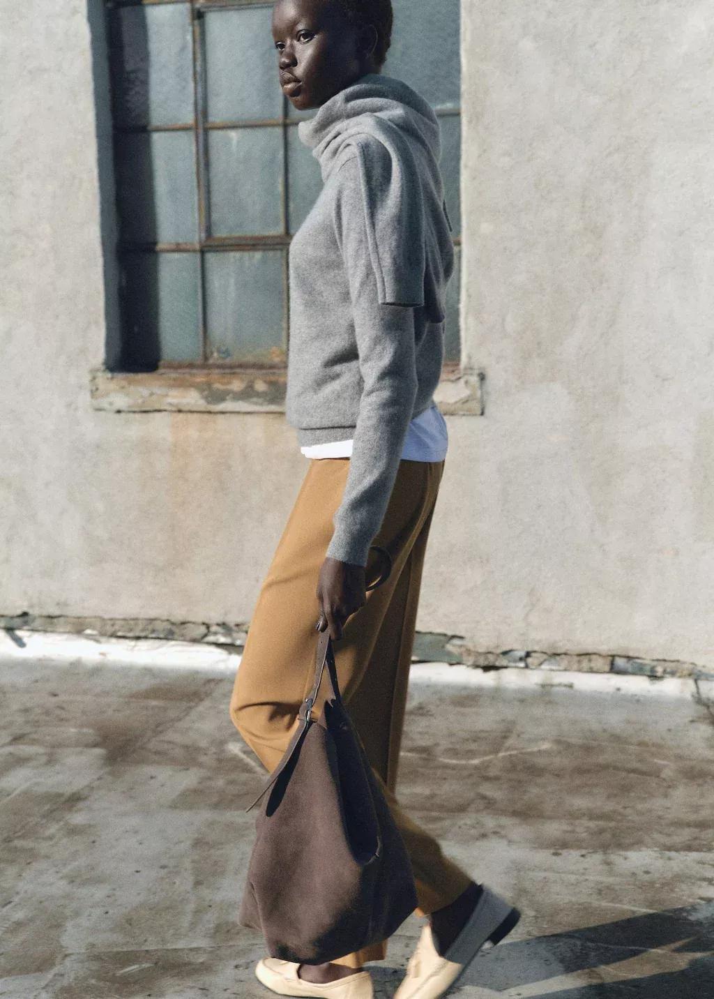 Brown Straight-Fit Pleated Trousers, , large image number 1