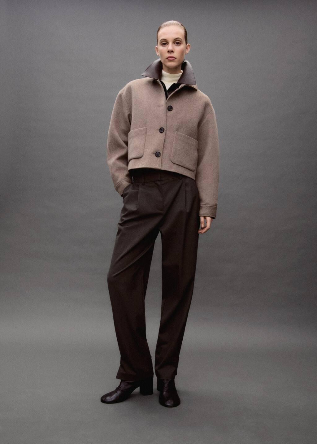 Brown Buttoned Hem Wide leg Pants, , large image number 7
