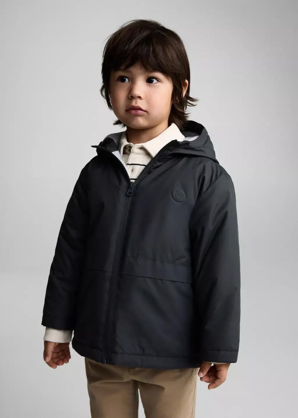 Grey Hood Quilted Coat, Baby Boy, , large image number 0
