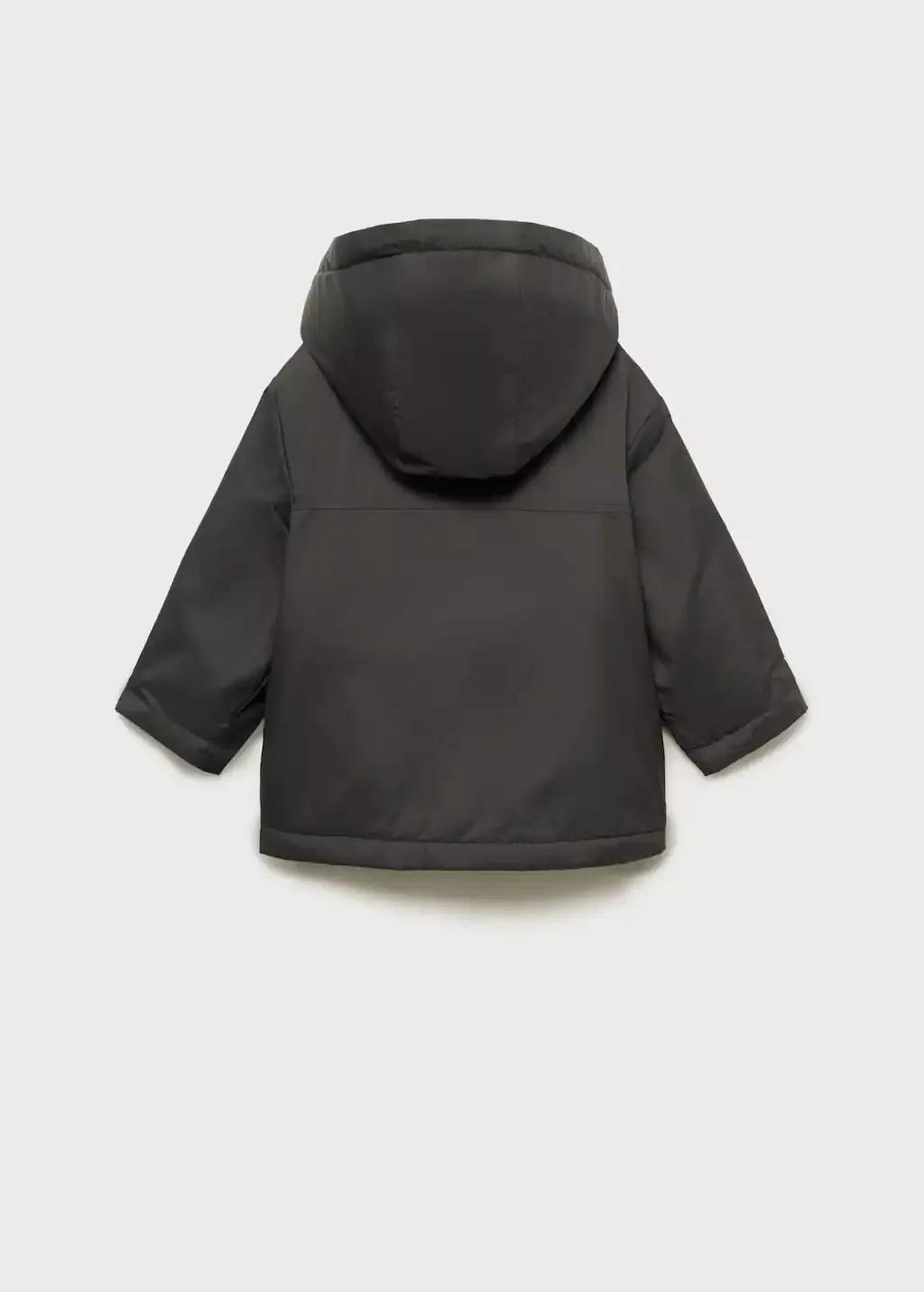 Grey Hood Quilted Coat, Baby Boy, , large image number 2