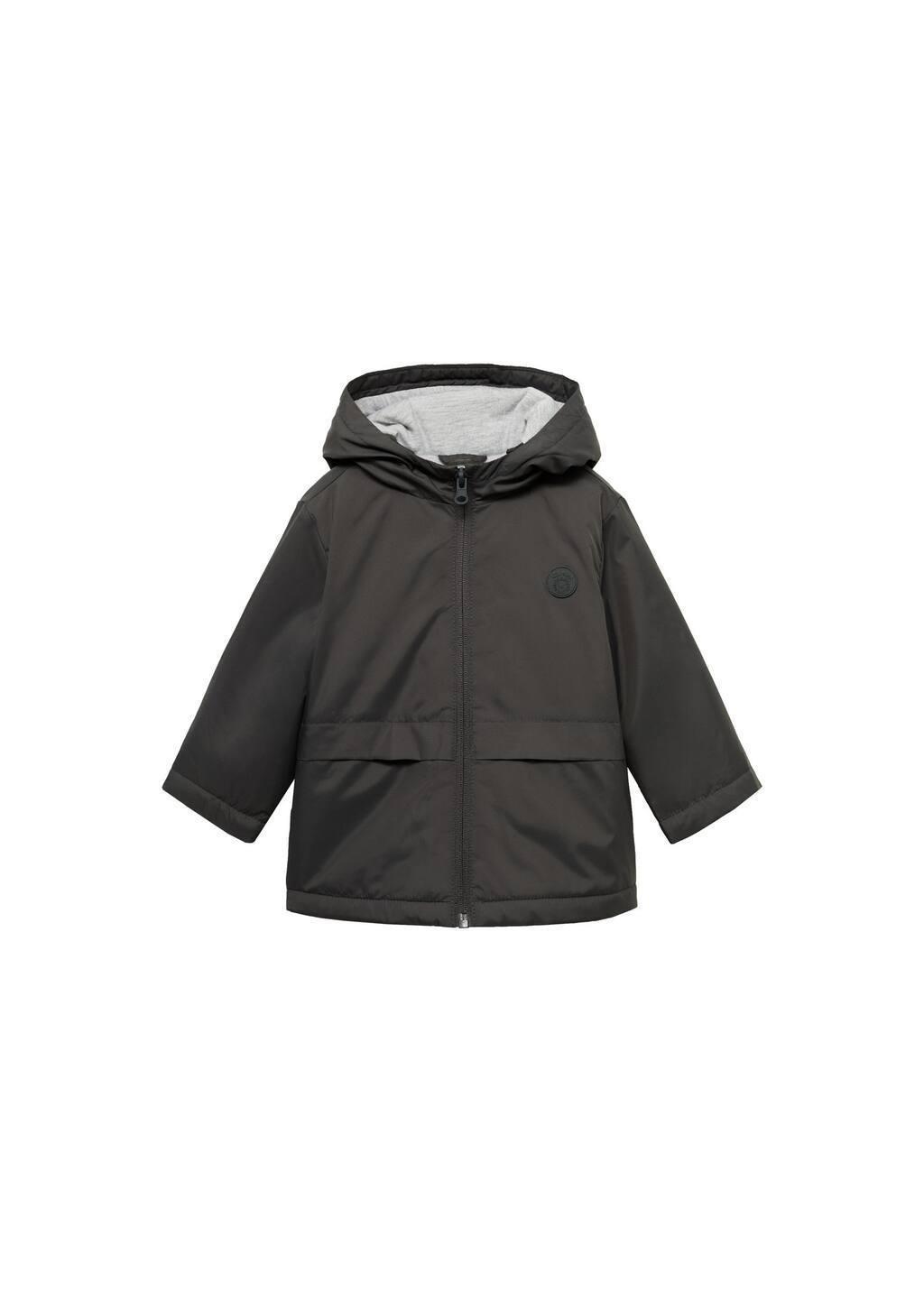 Grey Hood Quilted Coat, Baby Boy, , large image number 3