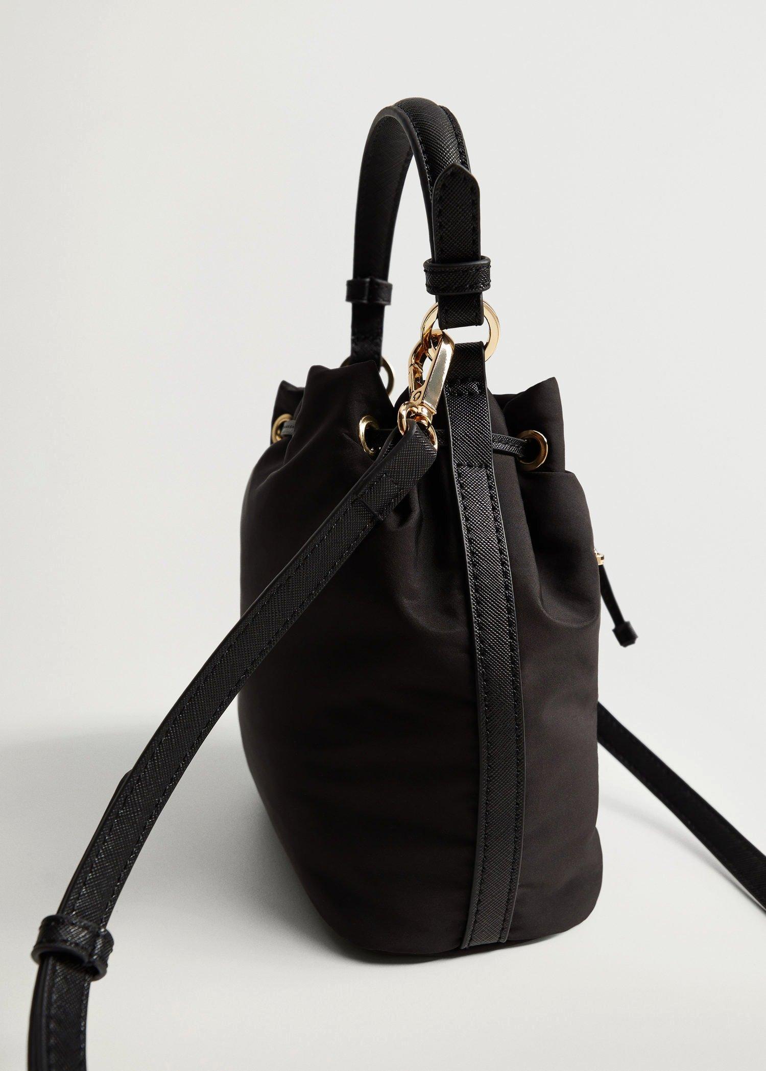 Black Nylon Bucket Bag, Women, , large image number 0