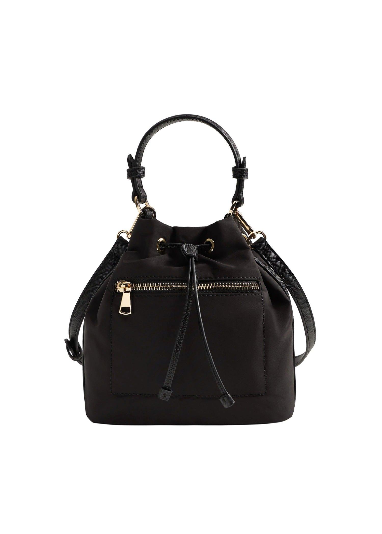 Black Nylon Bucket Bag, Women, , large image number 2