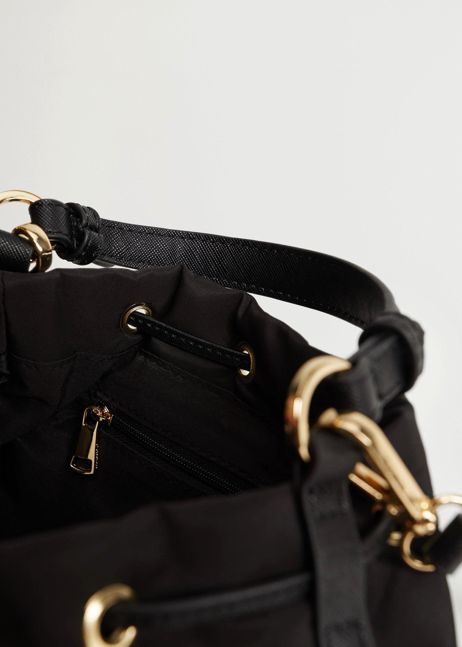 Black Nylon Bucket Bag, Women, , large image number 3
