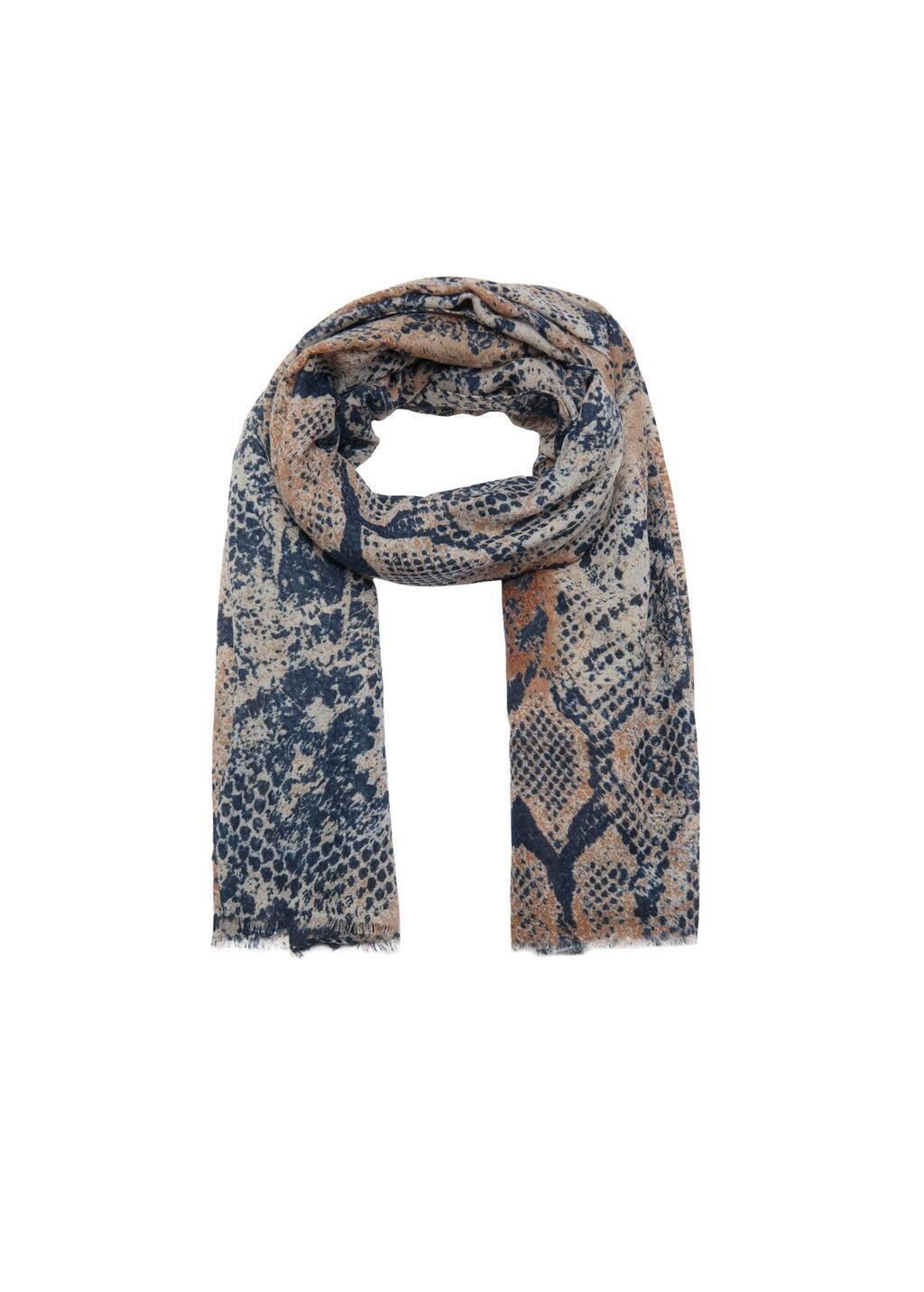Blue Animal-Print Scarf, Medium Blue, large image number 1