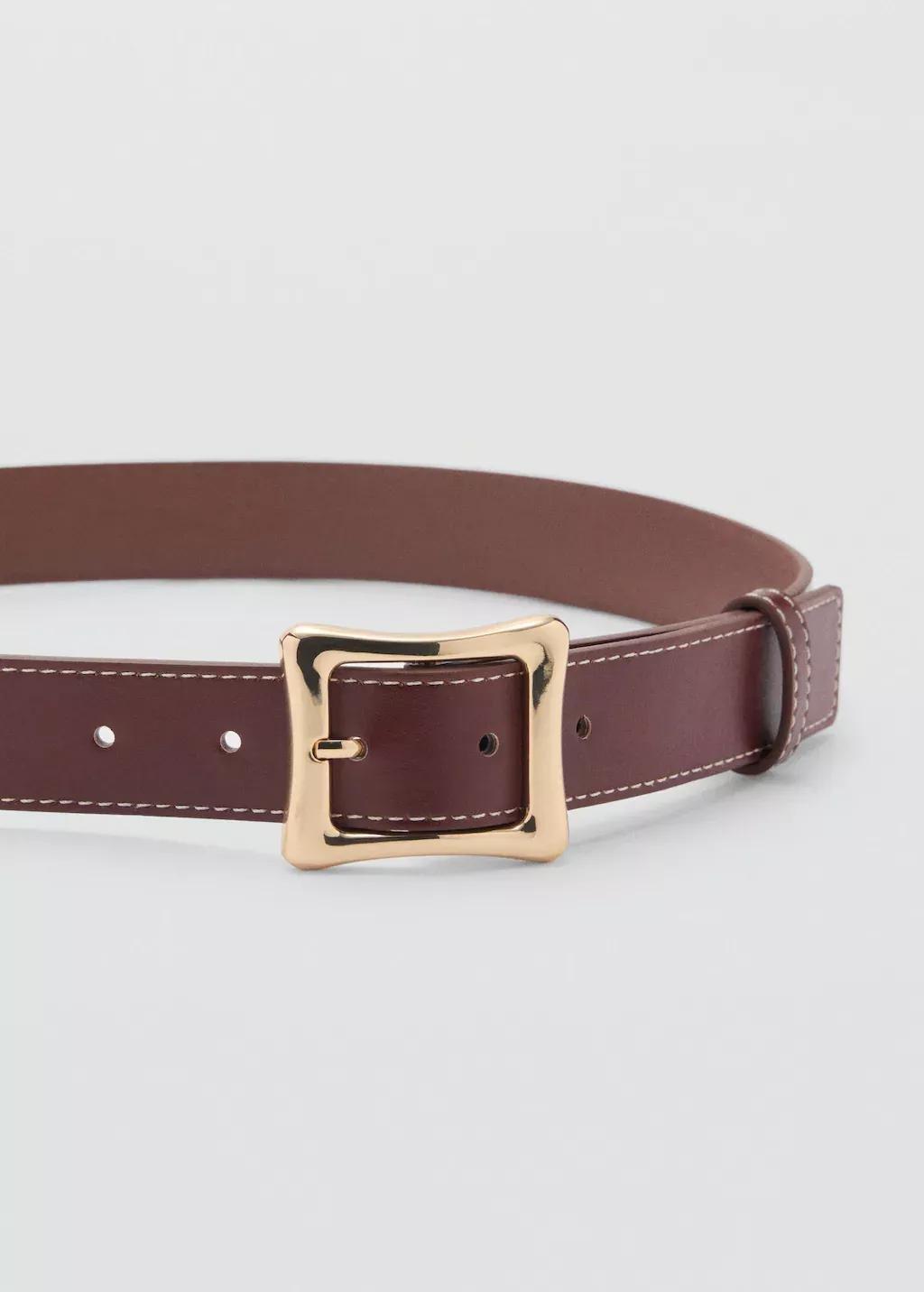 Brown Square Buckle Belt, , large image number 1