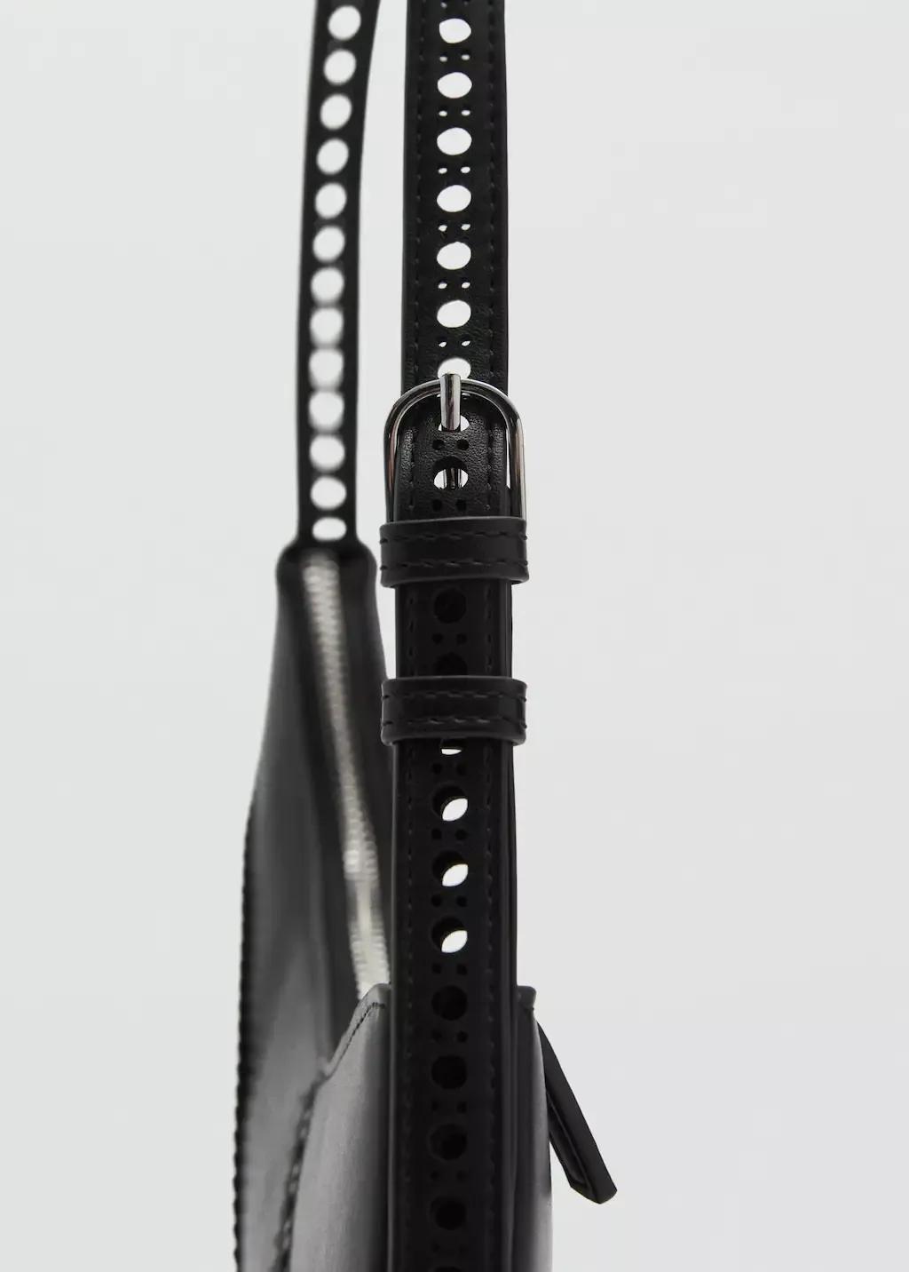 Black Die-Cut Shoulder Bag, Black, large image number 2