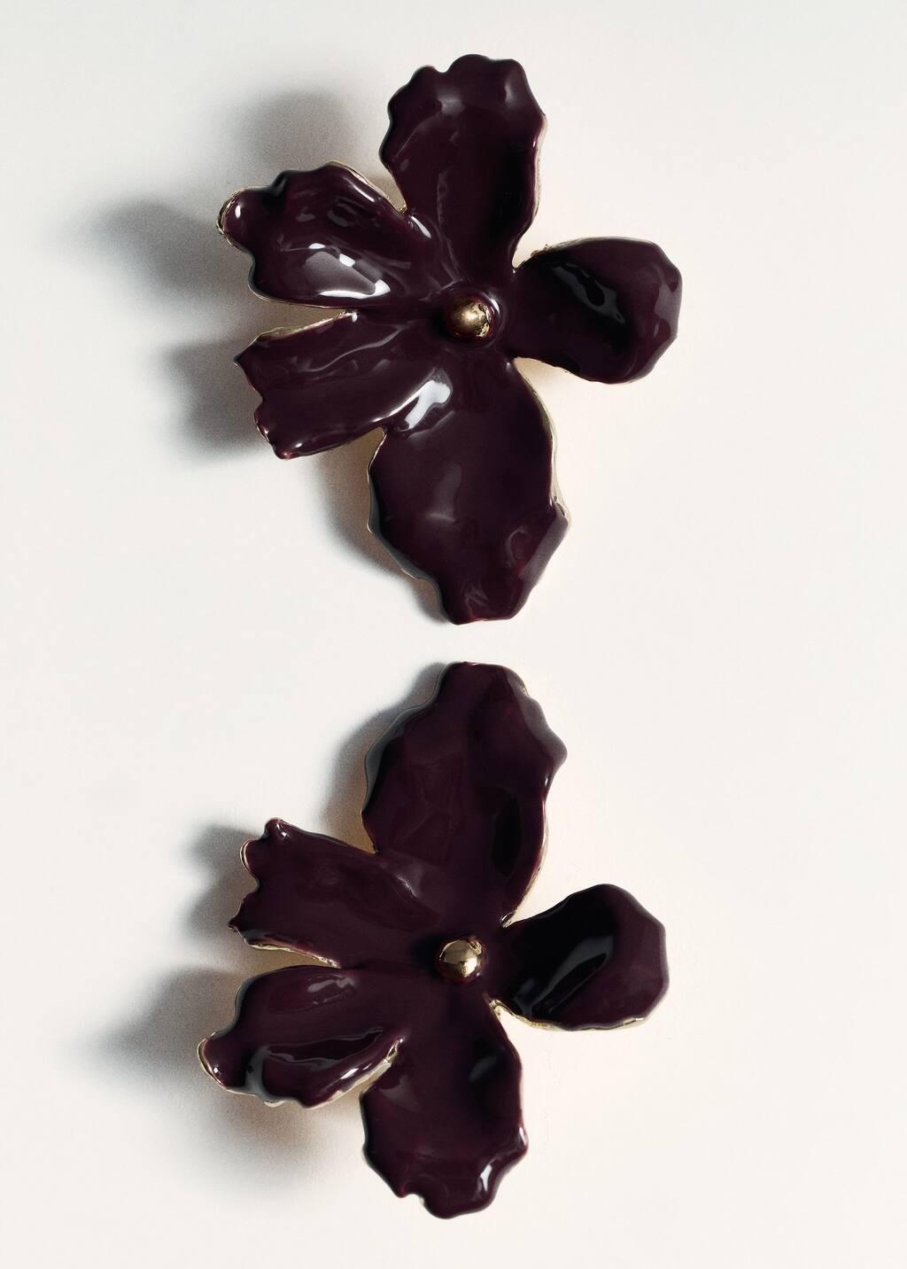 Red Floral Earrings, Dark Red, large image number 1