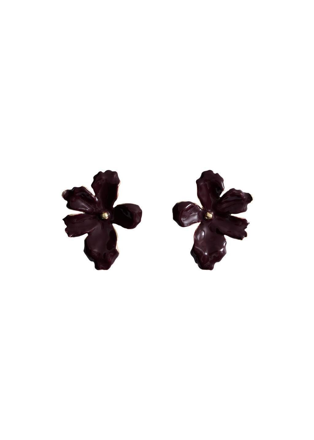 Red Floral Earrings, Dark Red, large image number 3
