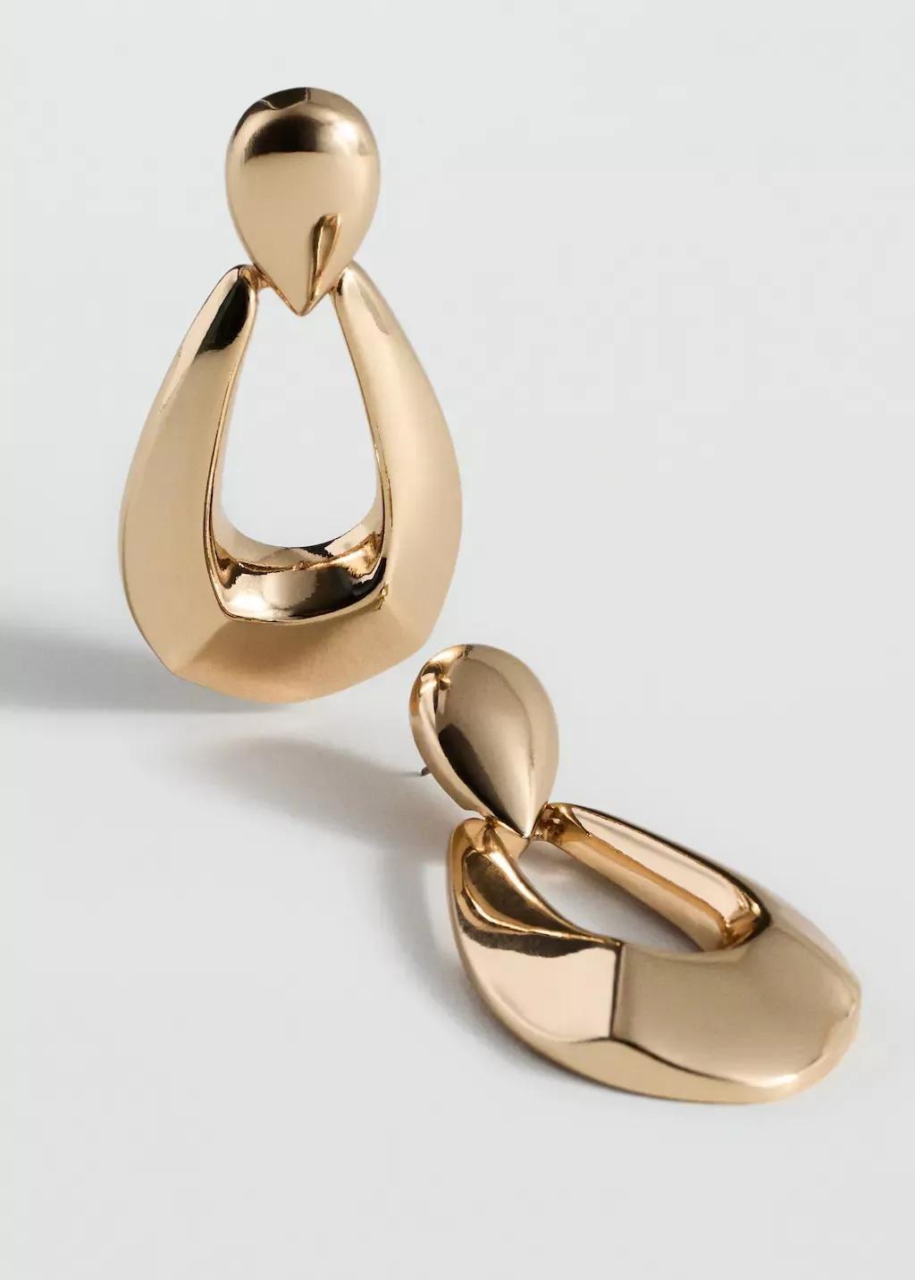 Gold Oval Hanging Earrings, , medium