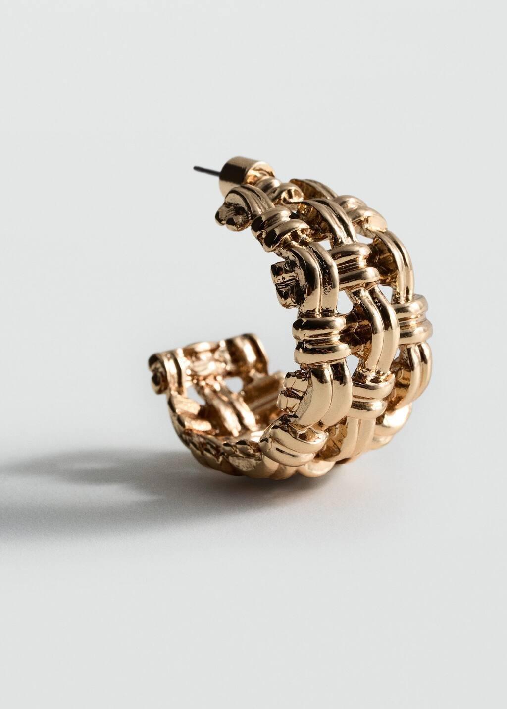 Gold Braided Hoop Earrings, Gold, large image number 0