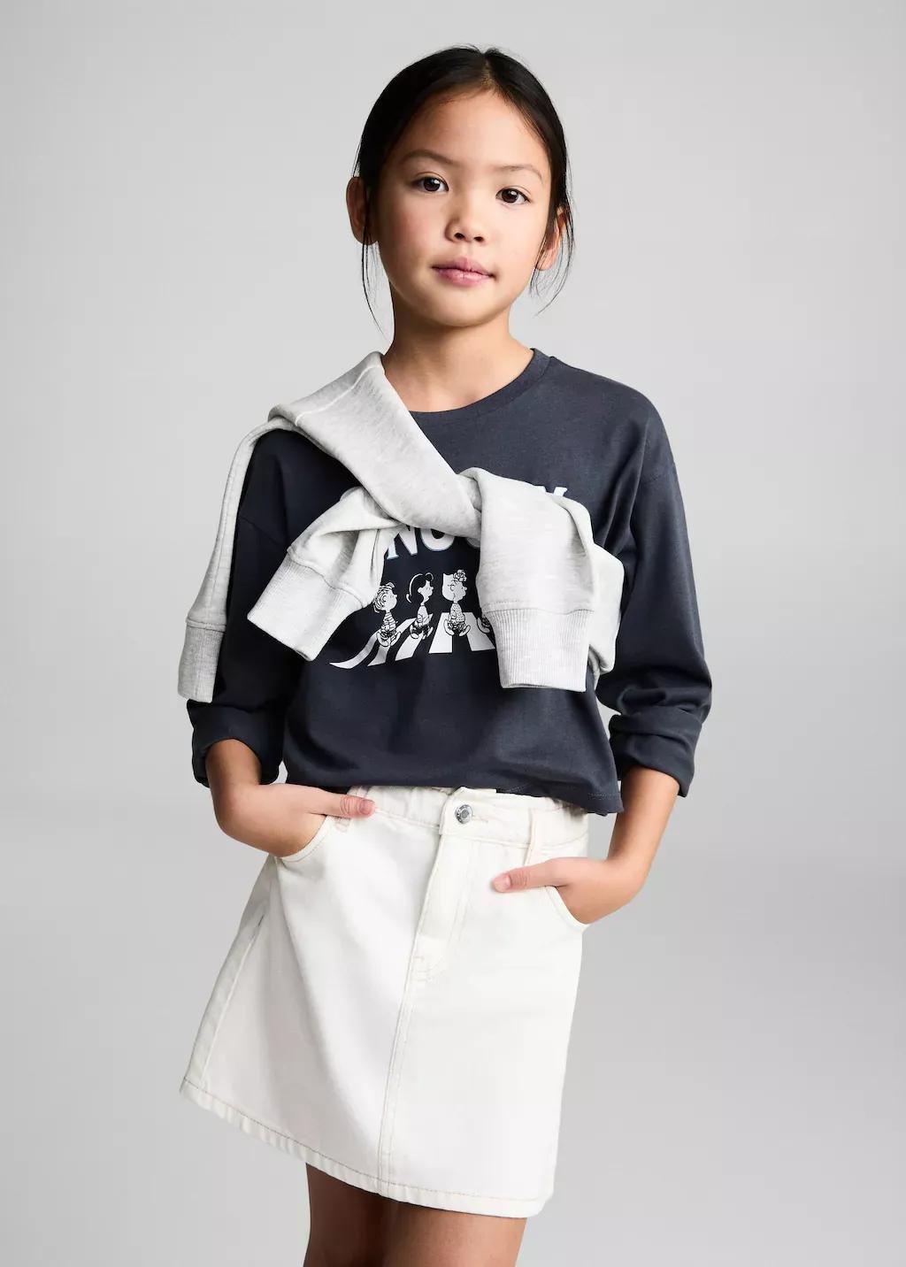 White Denim Mini-Skirt, Kids Girl, , medium