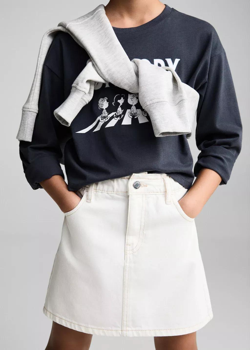 White Denim Mini-Skirt, Kids Girl, , large image number 1