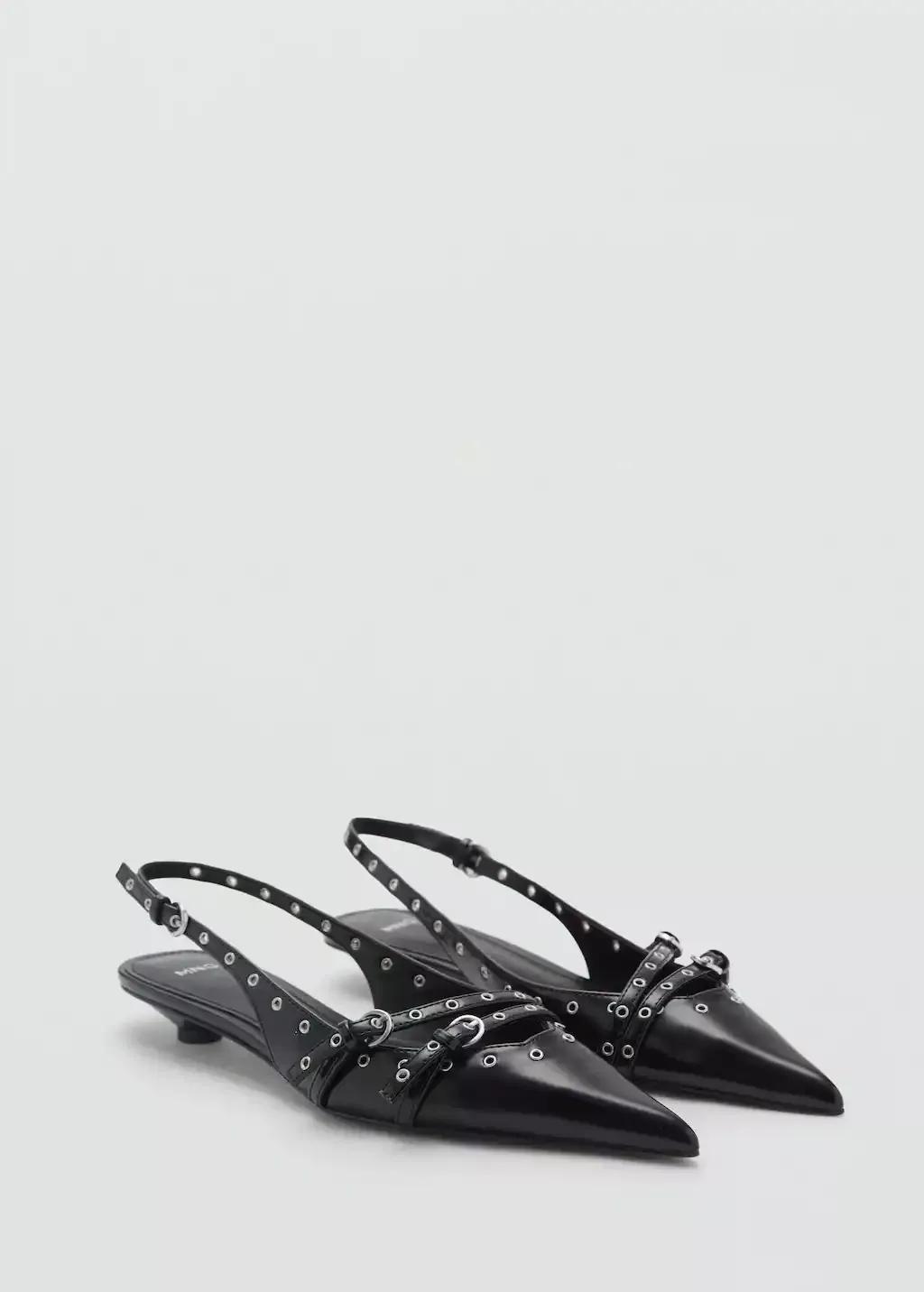 Black Die-Cut Kitten Shoes, , large image number 0